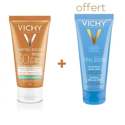 Vichy Capital Soleil Pack Anti-Brillance Toucher Sec Teinte + Après Soleil 100ml Offert