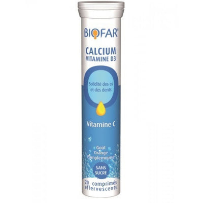 Biofar Calcium + Vitamine D3 – 20 Comprimés Effervescents