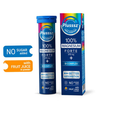 PLUSSSZ Magnesium Forte 375 mg + B-Complex – 20 Comprimés Effervescents