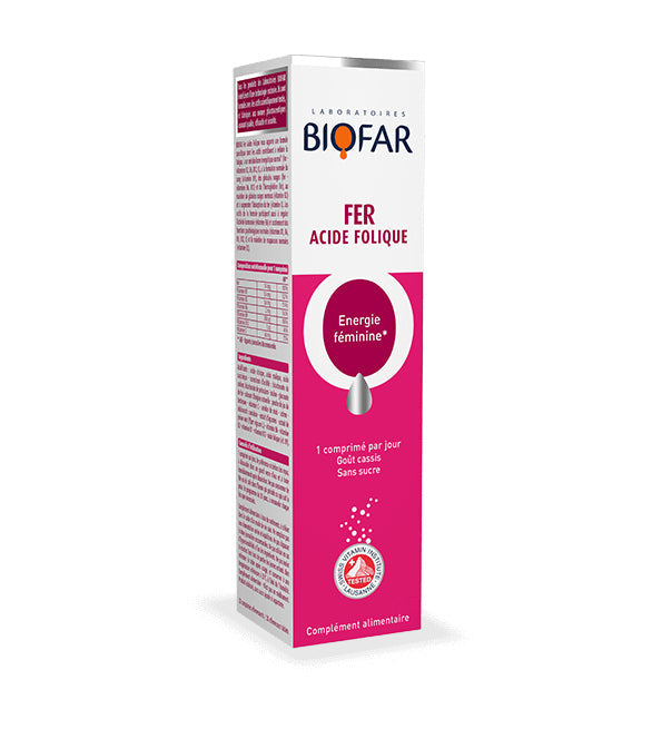 Biofar Fer + Acide Folique Énergie Féminine – 20 Comprimés Effervescents