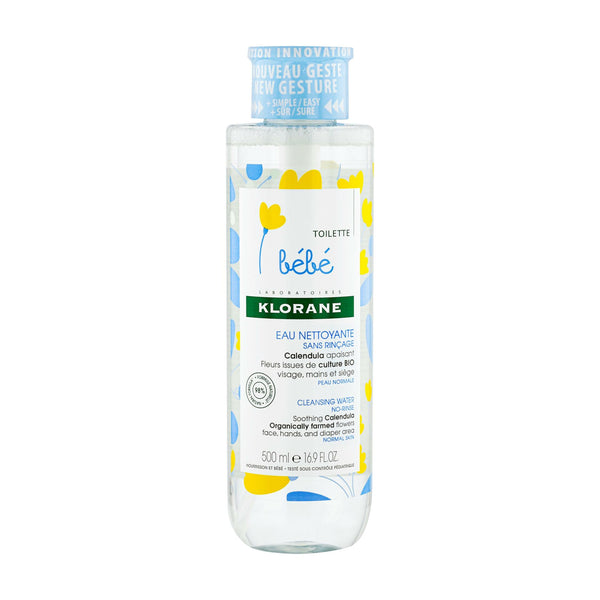 Klorane - Eau nettoyante sans rinçage au Calendula apaisant - Bébé - Peau normale 400 ml