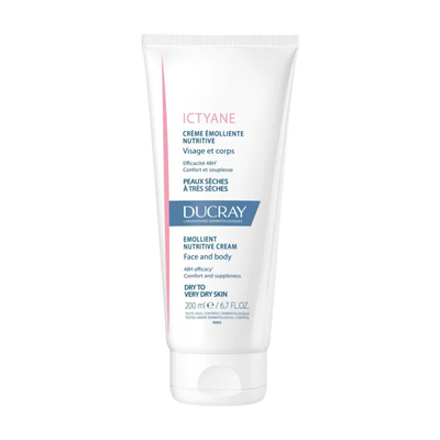 Ducray Ictyane Crème Émolliente Nutritive Visage et Corps Peaux Sèches à Très Sèches 200ml
