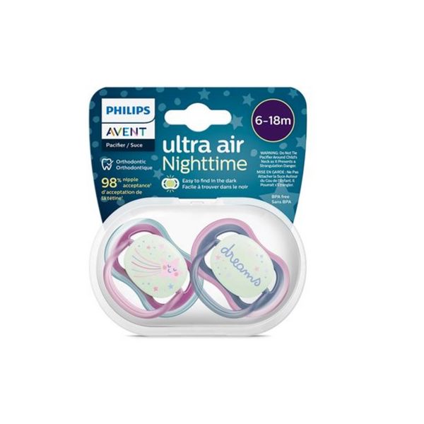 Avent Sucette Ultra Air Night Time 6-18m Scf376/14 Girl