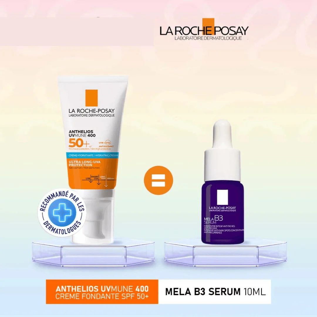 La Roche Posay Anthelios UVMUNE 400 Écran Crème Hydratante Invisible SPF50+ 50ml + Mela B3 Sérum Offert