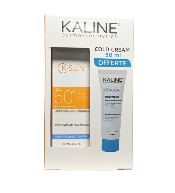 Kaline K-SUN Écran Solaire Invisible Peaux Normales à Sèches SPF50+ 50ml + Cold Cream 50ml