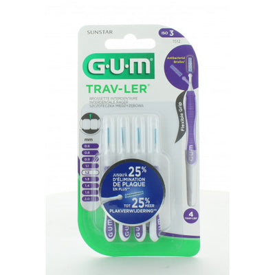 GUM Proxabross Trav-Ler Brossettes Interdentaires Cylind Extra Fine 1.2mm M4 B6 Réf. 1512
