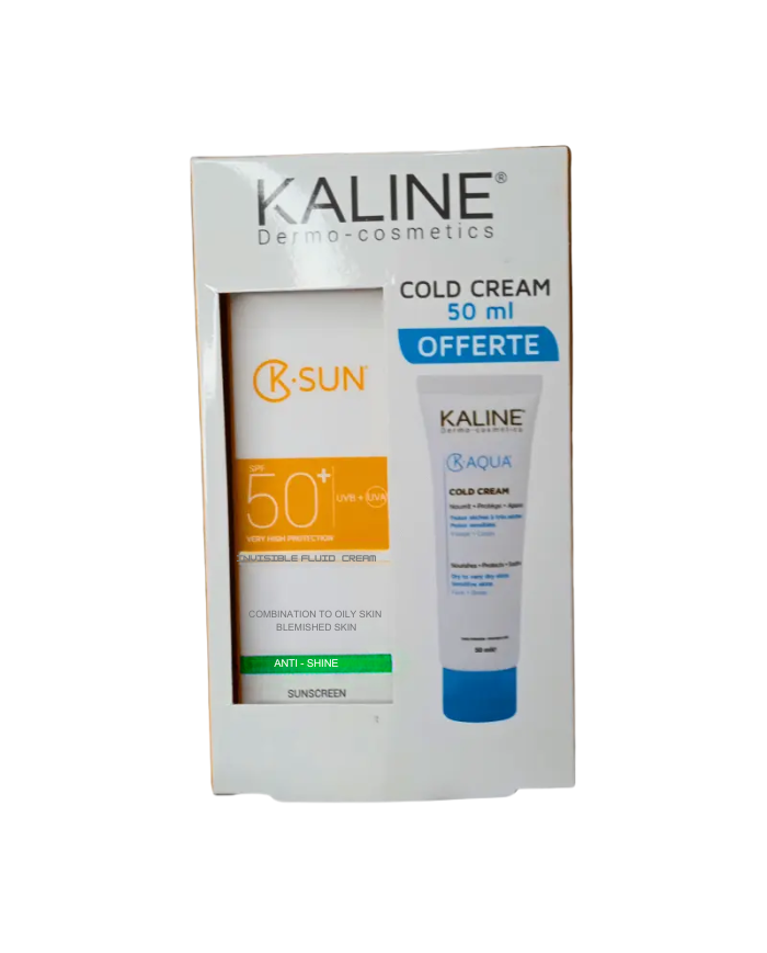 Kaline K-SUN Écran Solaire Invisible Peaux Mixtes à Grasses SPF50+ 50ml + Cold Cream 50ml