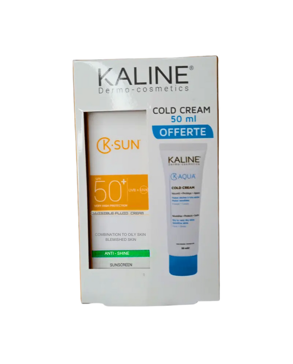 Kaline K-SUN Écran Solaire Invisible Peaux Mixtes à Grasses SPF50+ 50ml + Cold Cream 50ml