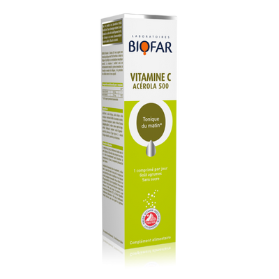 Biofar Vitamine C Acérola 500 – 20 Comprimés Effervescents