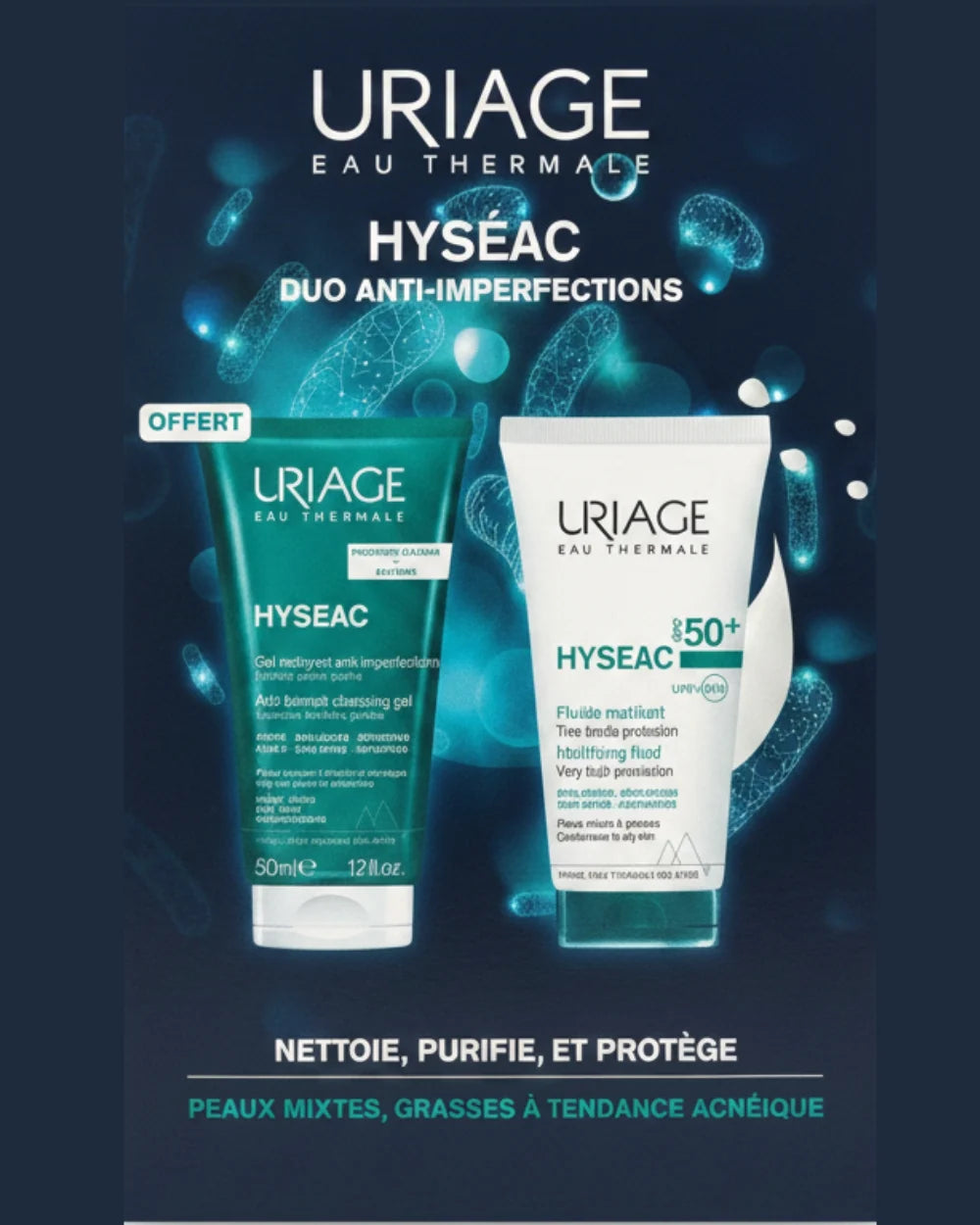 Uriage Pack Hyseac SPF 50+ 50ml + Gel Nettoyant Hyseac 50ml